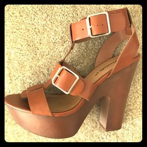 Brown Platform Strappy Heels